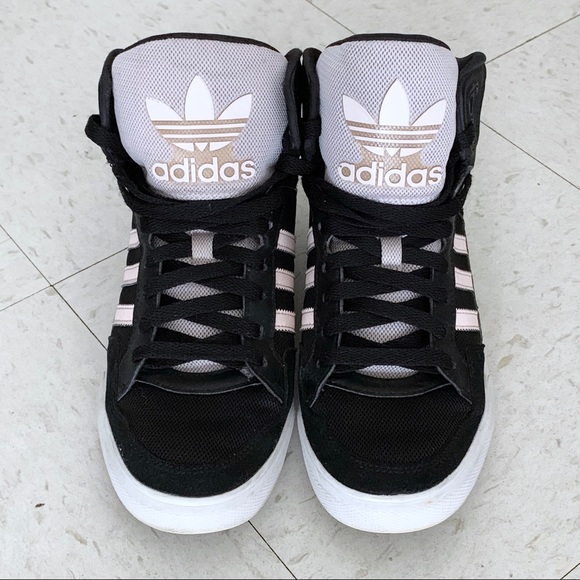 Adidas Extaball High Top Sneaker Streetwear Black Pink Purple Basketball Classic - Picture 3 of 5